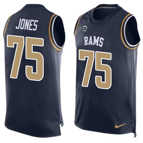 Men's Nike Los Angeles Rams #75 Deacon Jones Limited Navy Blue Player Name & Number Tank Top NFL Jersey