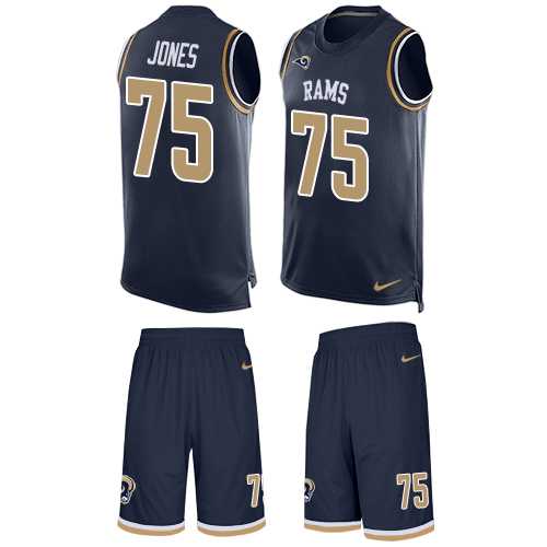 Men's Nike Los Angeles Rams #75 Deacon Jones Limited Navy Blue Tank Top Suit NFL Jersey