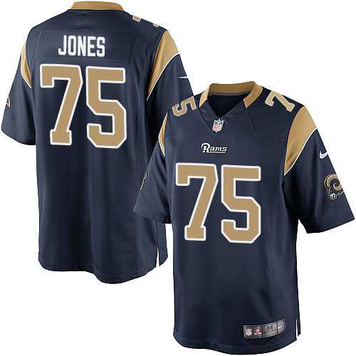 Men's Nike Los Angeles Rams #75 Deacon Jones Limited Navy Blue Team Color NFL Jersey