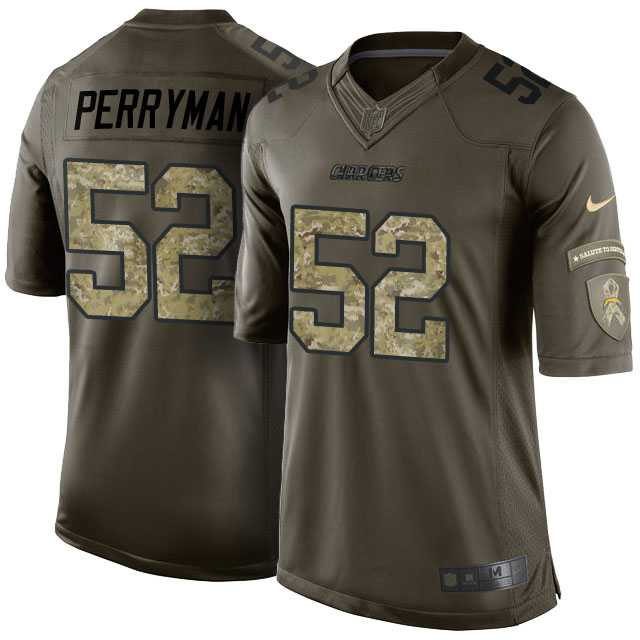 Men's Nike San Diego Chargers #52 Denzel Perryman Green Camo Limited Salute to Service Jersey