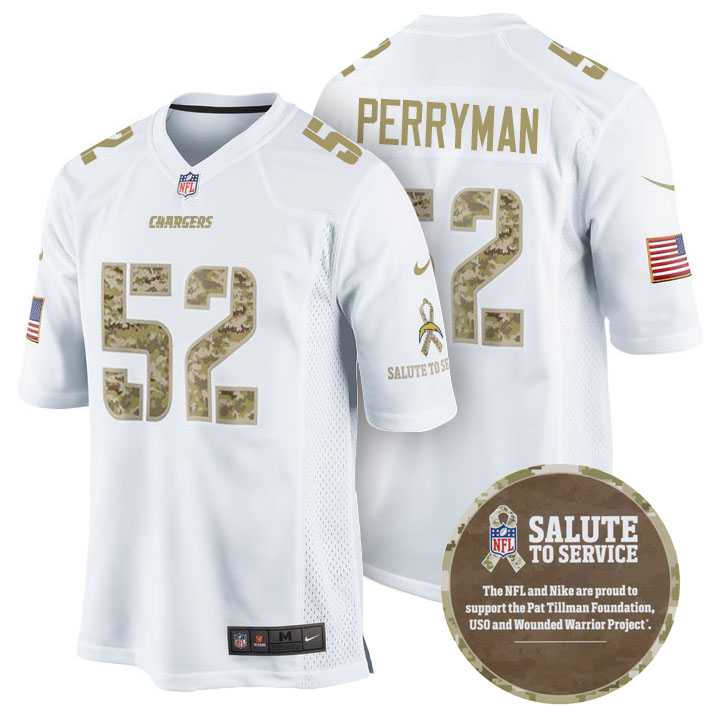 Men's Nike San Diego Chargers #52 Denzel Perryman White Camo Game Salute to Service Jersey