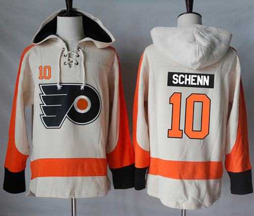Men's Philadelphia Flyers #10 Brayden Schenn Cream Sawyer Hooded Sweatshirt Stitched NHL Jersey