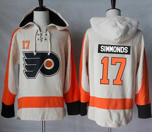 Men's Philadelphia Flyers #17 Wayne Simmonds Cream Sawyer Hooded Sweatshirt Stitched NHL Jersey