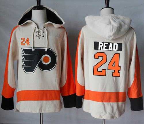 Men's Philadelphia Flyers #24 Matt Read Cream Sawyer Hooded Sweatshirt Stitched NHL Jersey