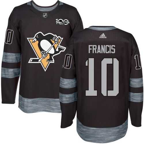 Men's Pittsburgh Penguins #10 Ron Francis Black 1917-2017 100th Anniversary Stitched NHL Jersey