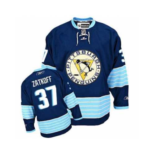 Men's Pittsburgh Penguins #37 Jeff Zatkoff Navy Blue Third Vintage NHL Jersey