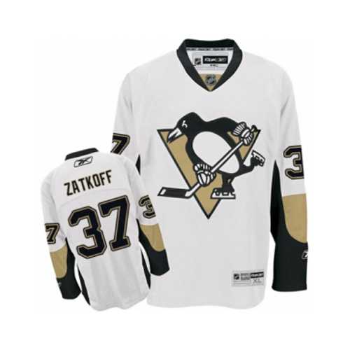 Men's Pittsburgh Penguins #37 Jeff Zatkoff White Away NHL Jersey