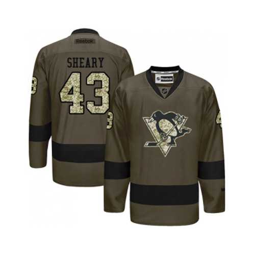 Men's Pittsburgh Penguins #43 Conor Sheary Green Salute to Service NHL Jersey