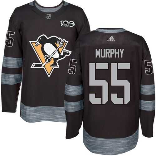 Men's Pittsburgh Penguins #55 Larry Murphy Black 1917-2017 100th Anniversary Stitched NHL Jersey