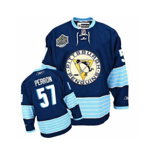 Men's Pittsburgh Penguins #57 David Perron Navy Blue Third Vintage NHL Jersey Men's Pittsburgh Penguins #57 David Perron Navy Blue Third Vintage NHL Jersey