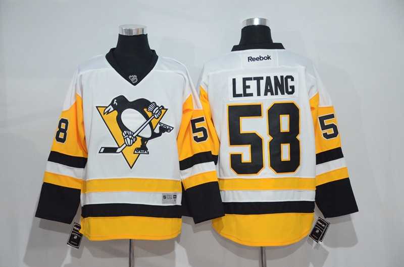 Men's Pittsburgh Penguins #58 Kris Letang White New Away Stitched NHL Jersey