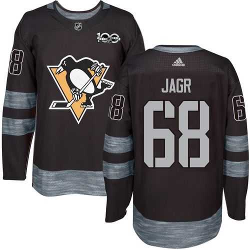 Men's Pittsburgh Penguins #68 Jaromir Jagr Black 1917-2017 100th Anniversary Stitched NHL Jersey