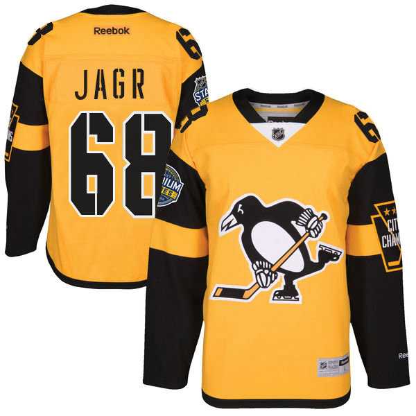 Men's Pittsburgh Penguins #68 Jaromir Jagr Gold 2017 Stadium Series Stitched NHL Jersey