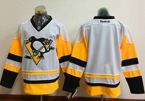 Men's Pittsburgh Penguins Blank White New Away Stitched NHL Jersey