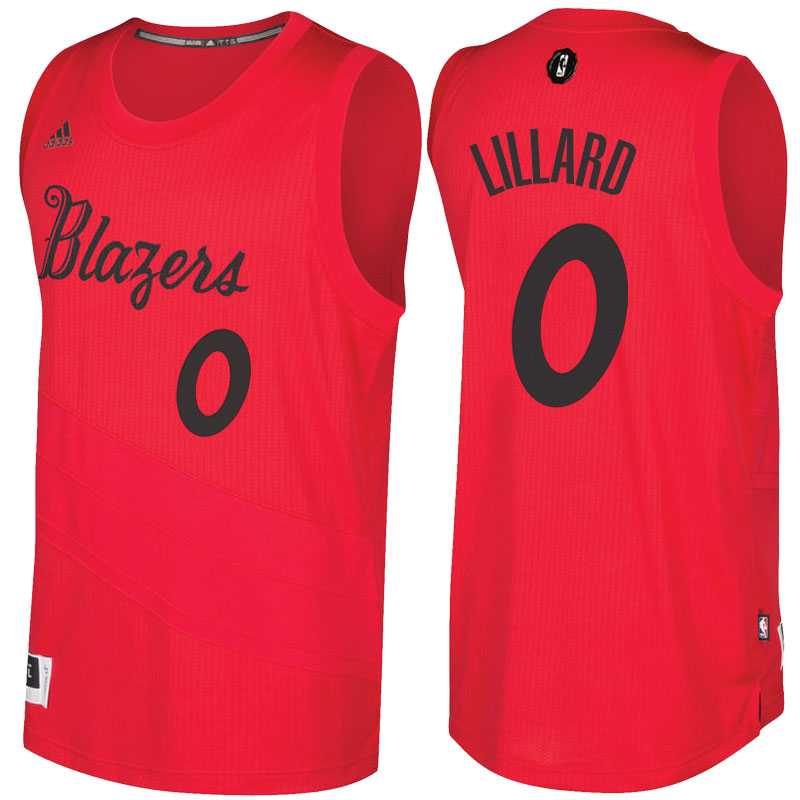 Men's Portland Trail Blazers #0 Damian Lillard adidas Red 2016 Christmas Day NBA Swingman Jersey