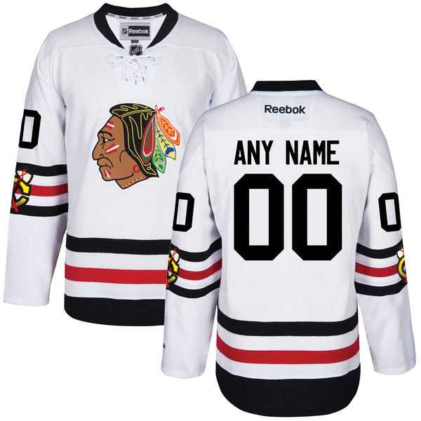 Men's Reebok Chicago Blackhawks Custom 2017 Winter Classic White Stitched NHL Jersey