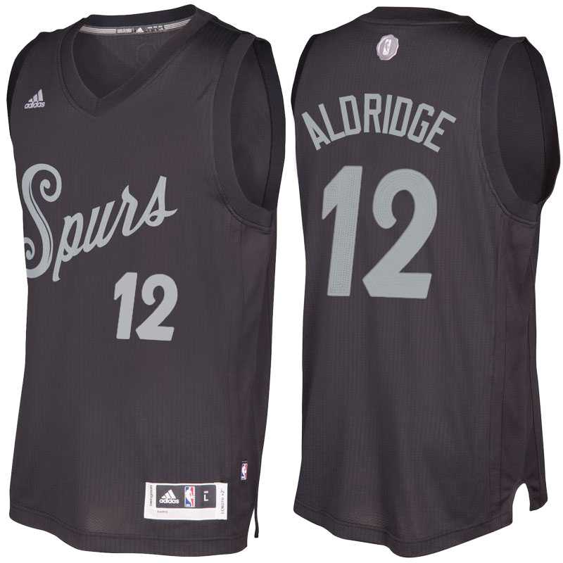Men's San Antonio Spurs #12 LaMarcus Aldridge Black 2016 Christmas Day NBA Swingman Jersey