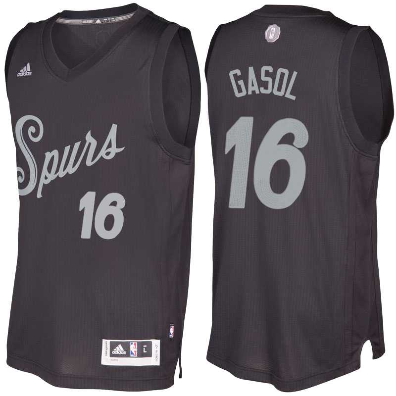 Men's San Antonio Spurs #16 Pau Gasol Black 2016 Christmas Day NBA Swingman Jersey
