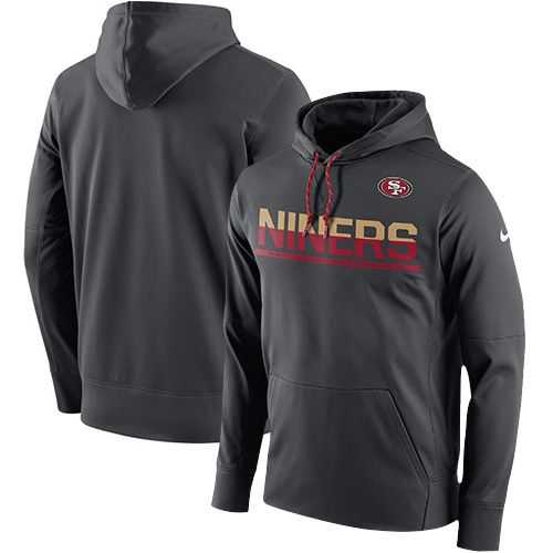 Men's San Francisco 49ers Nike Anthracite Sideline Circuit Pullover Performance Hoodie