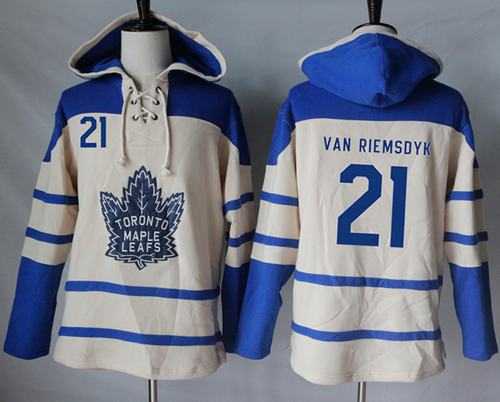 Men's Toronto Maple Leafs #21 James Van Riemsdyk Cream Sawyer Hooded Sweatshirt Stitched NHL Jersey