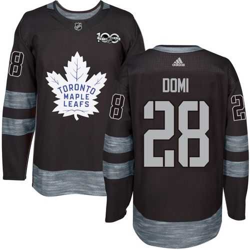 Men's Toronto Maple Leafs #28 Tie Domi Black 1917-2017 100th Anniversary Stitched NHL Jersey
