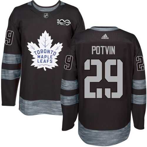 Men's Toronto Maple Leafs #29 Felix Potvin Black 1917-2017 100th Anniversary Stitched NHL Jersey