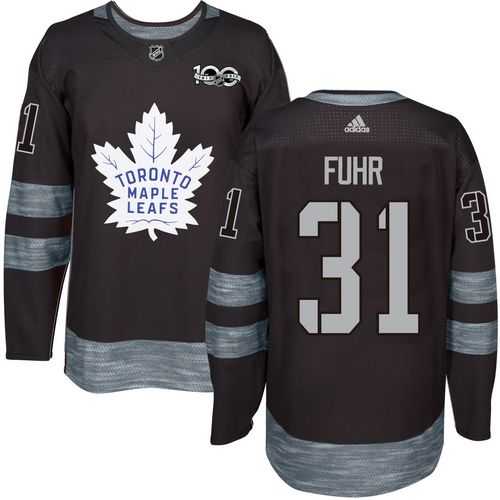 Men's Toronto Maple Leafs #31 Grant Fuhr Black 1917-2017 100th Anniversary Stitched NHL Jersey