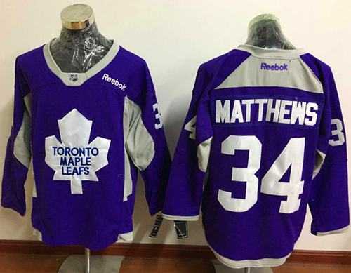 Men's Toronto Maple Leafs #34 Auston Matthews Purple Practice Stitched NHL Jersey