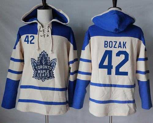 Men's Toronto Maple Leafs #42 Tyler Bozak Cream Sawyer Hooded Sweatshirt Stitched NHL Jersey