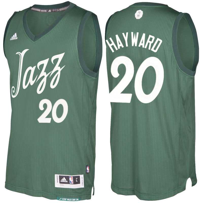 Men's Utah Jazz #20 Gordon Hayward adidas Green 2016 Christmas Day NBA Swingman Jersey