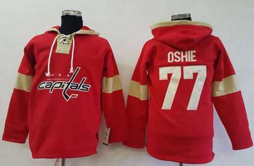 Men's Washington Capitals #77 T.J Oshie Red Pullover Hoodie Stitched NHL Jersey
