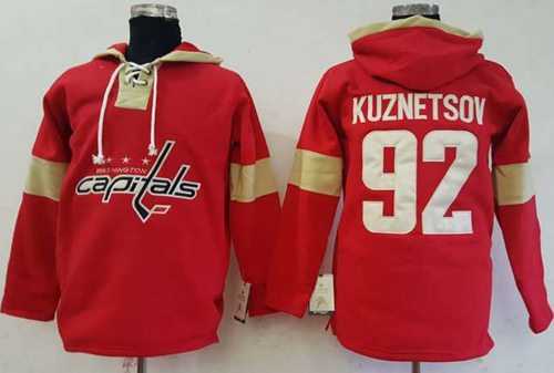 Men's Washington Capitals #92 Evgeny Kuznetsov Red Pullover Hoodie Stitched NHL Jersey