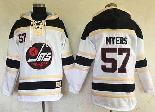 Men's Winnipeg Jets #57 Tyler Myers White Sawyer Hooded Sweatshirt Stitched NHL Jersey