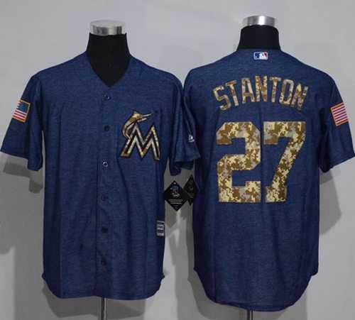 Miami Marlins #27 Giancarlo Stanton Denim Blue Salute to Service Stitched Baseball Jersey
