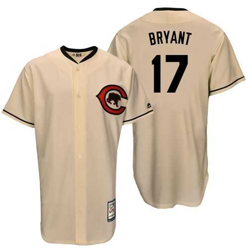Mitchell And Ness Chicago Cubs #17 Kris Bryant Cream Throwback Stitched MLB Jersey