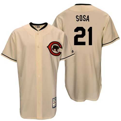 Mitchell And Ness Chicago Cubs #21 Sammy Sosa Cream Throwback Stitched MLB Jersey