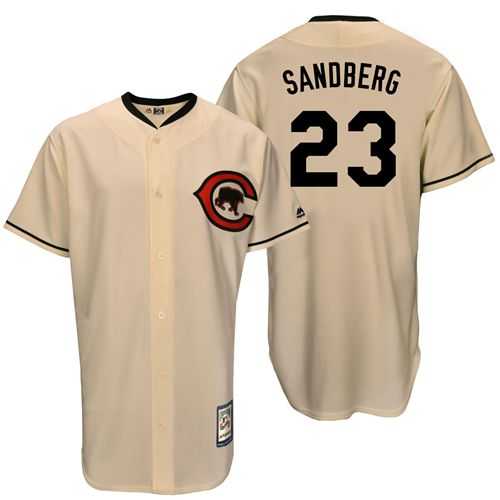 Mitchell And Ness Chicago Cubs #23 Ryne Sandberg Cream Throwback Stitched MLB Jersey