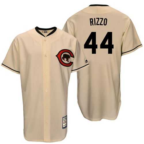 Mitchell And Ness Chicago Cubs #44 Anthony Rizzo Cream Throwback Stitched MLB Jersey