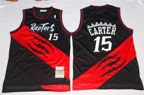 Mitchell And Ness Toronto Raptors #15 Vince Carter Black Red Throwback Stitched NBA Jersey