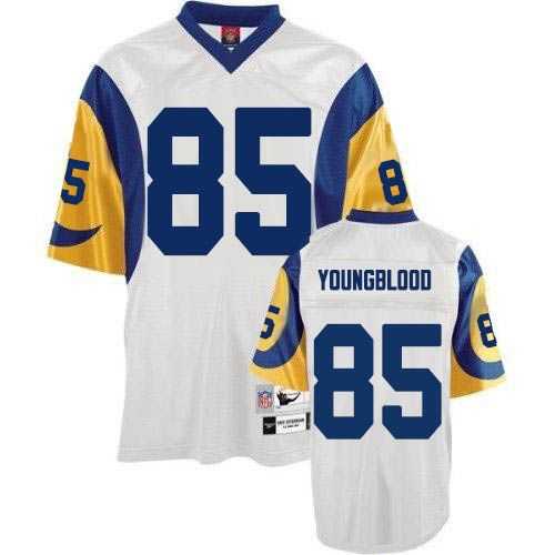 Mitchell and Ness Los Angeles Rams #85 Jack Youngblood Authentic White Throwback NFL Jersey