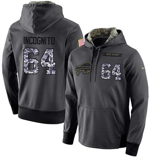 NFL Men's Nike Buffalo Bills #64 Richie Incognito Stitched Black Anthracite Salute to Service Player Performance Hoodie