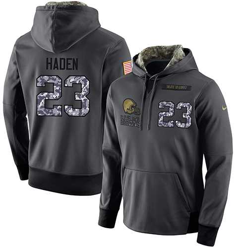 NFL Men's Nike Cleveland Browns #23 Joe Haden Stitched Black Anthracite Salute to Service Player Performance Hoodie