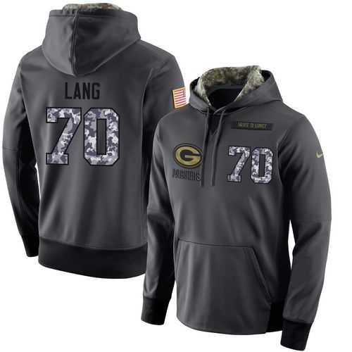 NFL Men's Nike Green Bay Packers #70 T.J. Lang Stitched Black Anthracite Salute to Service Player Performance Hoodie