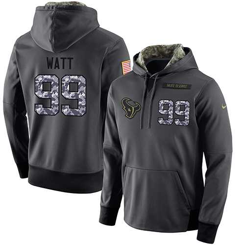 NFL Men's Nike Houston Texans #99 J.J. Watt Stitched Black Anthracite Salute to Service Player Performance Hoodie