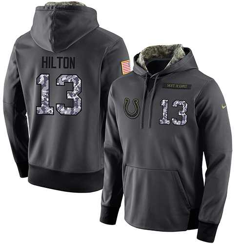 NFL Men's Nike Indianapolis Colts #13 T.Y. Hilton Stitched Black Anthracite Salute to Service Player Performance Hoodie