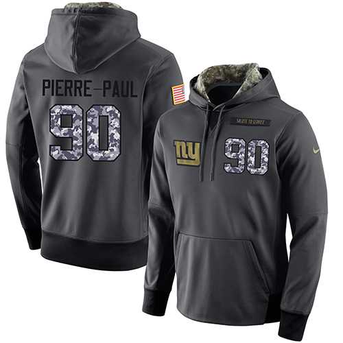 NFL Men's Nike New York Giants #90 Jason Pierre-Paul Stitched Black Anthracite Salute to Service Player Performance Hoodie