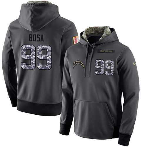 NFL Men's Nike San Diego Chargers #99 Joey Bosa Stitched Black Anthracite Salute to Service Player Performance Hoodie