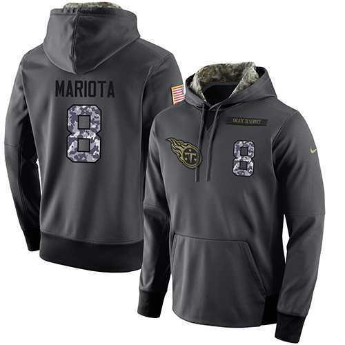 NFL Men's Nike Tennessee Titans #8 Marcus Mariota Stitched Black Anthracite Salute to Service Player Performance Hoodie