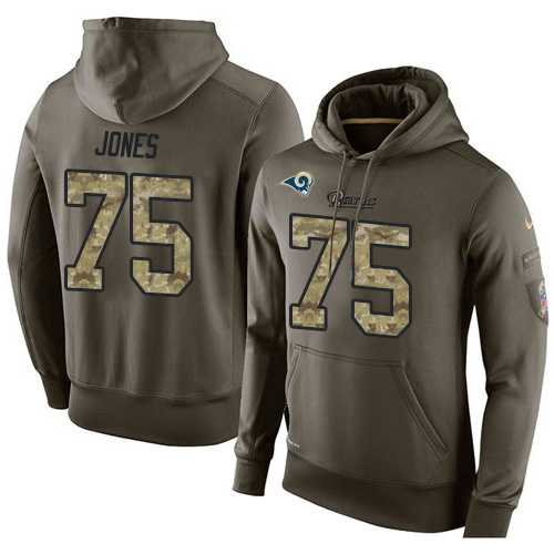 NFL Nike Los Angeles Rams #75 Deacon Jones Green Salute To Service Men's Pullover Hoodie