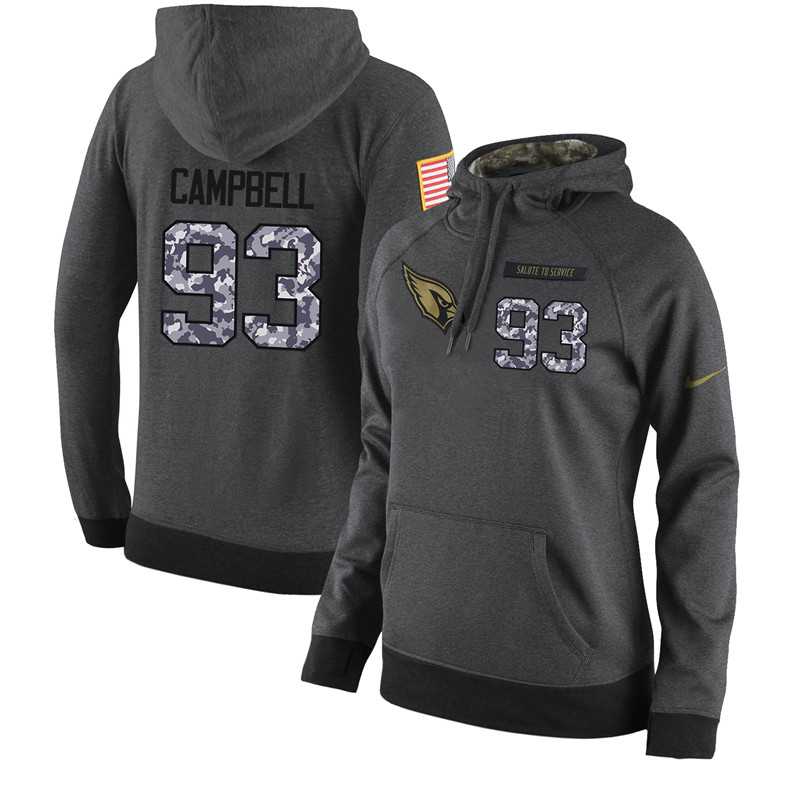 NFL Women's Nike Arizona Cardinals #93 Calais Campbell Stitched Black Anthracite Salute to Service Player Performance Hoodie